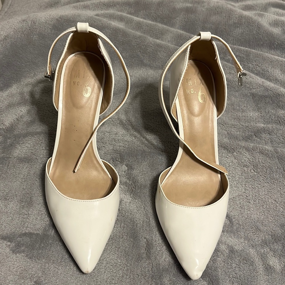 White Mix No. 6 heels, size 9